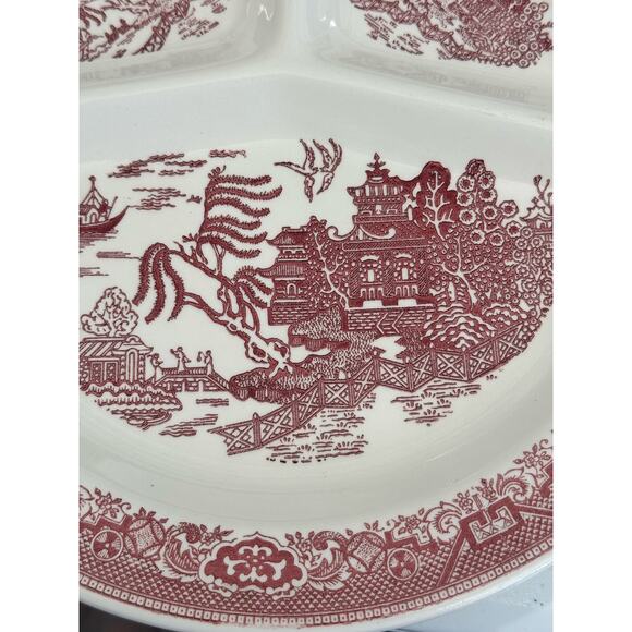 Set of 2 Vintage Pink Willow Royal China Segmented 10.5” Dishes - Picture 11 of 13